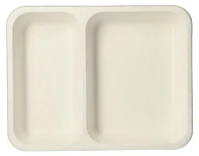 Produktbild von Siegelschalen, Zuckerrohr 2-geteilt 850 ml 3 cm x 17,5 cm x 22,5 cm weiss