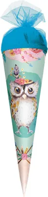 Obrázek produktu pro 50cm cukrový kornout, kulatý, tyl, sova Lieselotte 675280