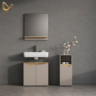 Produktbild von Midischrank Livinity Timavo Greige 30 x 74.5 cm mit Tür und offenem Fach, Model 52975