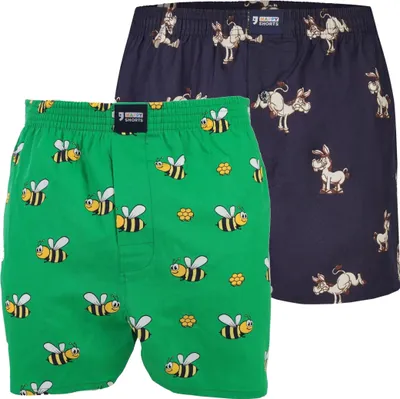 Produktbild von 2er Pack HAPPY SHORTS X Herren Boxershorts Shorts Boxer mit Suspens Biene Esel