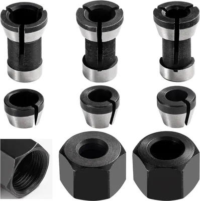 Productafbeelding van Freesspantang en Adapter Set voor Houtbewerking - 6mm, 6.35mm, 8mm met Moeren