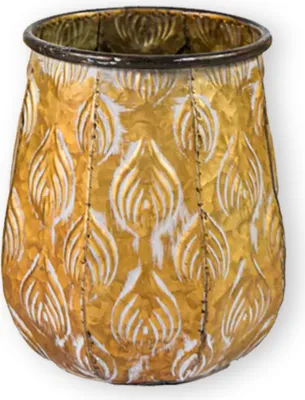 Produktbild von Pflanztopf Pflanzgefäß Zinktopf Cauldron Gold 19cm Rund Blumentopf Metall Übertopf