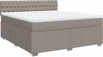 Image de vidaXL Lit boxspring avec matelas Taupe 180x200 cm Tissu