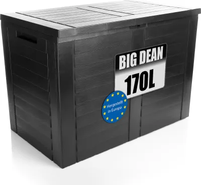 Produktbild von BigDean Aufbewahrungsbox Garten 170L mit Stecksystem aus Kunststoff – Auflagenbox wasserdicht für outdoor geeignet – Kissenbox im kompakten Design