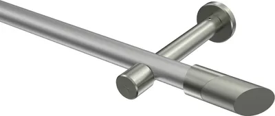 Produktbild von Interdeco Gardinenstange / Vorhangstange Silbergrau / Edelstahl-Optik, Typ Prestige Verano (Schräge) ohne Ringe, 20 mm Ø 1-läufig, 180 cm