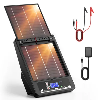 Produktbild von Solar Weidezaungerät - Elektrozaungerät 32 km Reichweite - 12 kV 2 J - Mit Batterieregler - Für Pferde und Nutztiere - Schwarz