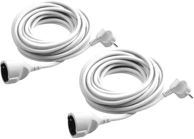 Produktbild von Meister Kunststoff-Verlängerungskabel 3 m – 2 Stück – für innen (IP20) – Schuko-Kupplung – weiß