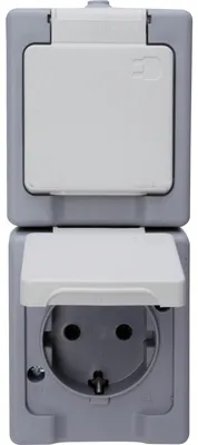 Produktbild von Kopp 130348009, Typ F, CEE 7/4, 2P, Grau, Weiß, Thermoplast, IP44