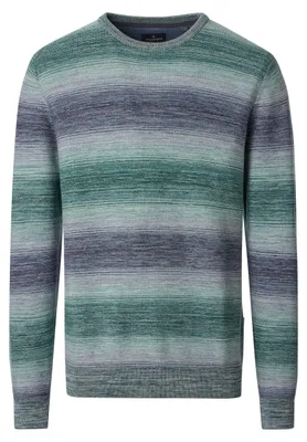 Produktbild von CASAMODA Herren Strickpullover Rundhals Regular Grün gestreift XL