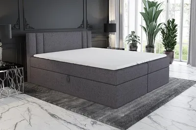 Produktbild von Boxspringbett SONG 120x200 mit 2 Bettkästen, Bonell-Matratze und Topper. Möbel vom Hersteller- Handarbeit!Bett Komplett-Set mit Matratze,Bettkasten & Kopfteil. Stoff SAVANA. Elegantes Bett mit massives Kopfteil.