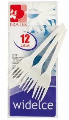 Produktbild von Bratek, Plastikowe widelce jednorazowe, 12 sztuk