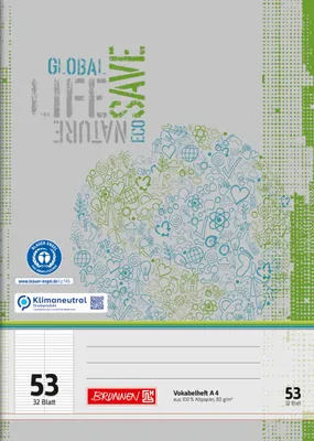 Produktbild von Brunnen VOKABELHEFT A4 L53 32BL 2 Spalten  Recycling