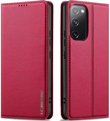 Obrázek produktu pro Magnetické flipové kožené pouzdro pro Samsung Galaxy S20 FE 5G, s přihrádkou na karty a funkcí stojánku Červená