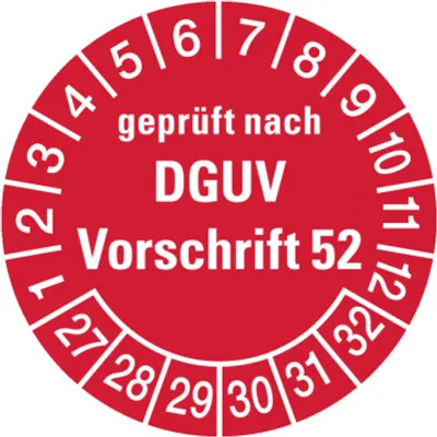Produktbild von Dreifke® Aufkleber Prüfplakette,  nach DGUV Vorschrift 52, rot/weiß, F...