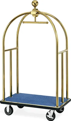 Produktbild von WAS Germany Gepäckwagen, 112 x 61 x 186 cm, goldfarben, blauer Teppich, Edelstahl