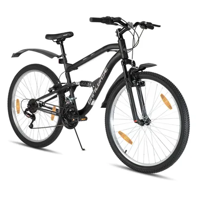 Produktbild von Hiland 26 Zoll Vollfederung Herren Damen Mountainbike, 18 Speed MTB Fahrrad, Mountainbike für Männer Frauen Jugendliche, Schwarz