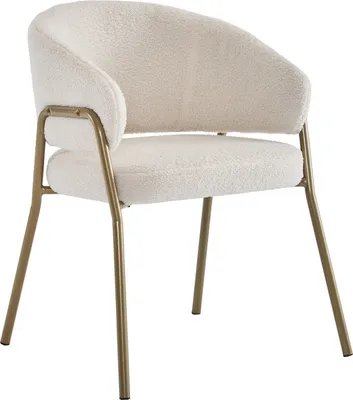 Produktbild von Weißer Esszimmerstuhl(1 st)Moderner Lamm Samt Spraygold Esszimmerstuhl in Gold-Finish,Esszimmerstuhl mit Goldene Beine