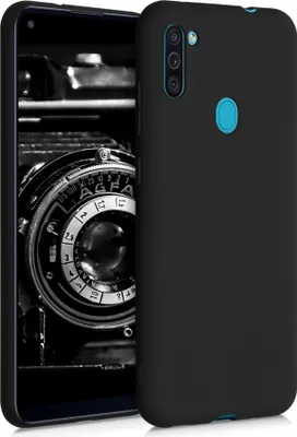 Produktbild von kwmobile Hülle kompatibel mit Samsung Galaxy M11 Hülle - weiches TPU Silikon Case - Cover geeignet für kabelloses Laden - Schwarz matt