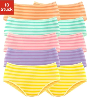 Produktbild von PETITE FLEUR Hüftslip 10 er-Pack lila, gelb, grün, orange, rosa Größe 32/34