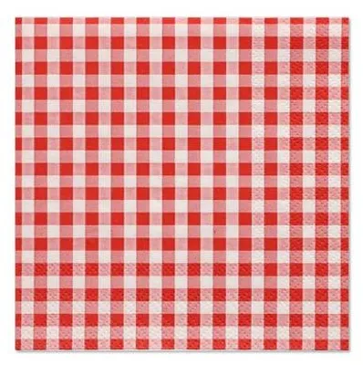 Produktbild von Papstar Servietten, 3-lagig 1/4-Falz 25 cm x 25 cm rot "Vichy", 14 x 20 Stück
