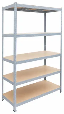 Produktbild von Relaxdays Schwerlastregal, HxBxT: 200 x 120 x 50 cm, 875 kg, 5 Ebenen, Lagerregal Keller, zum Stecken, grau/braun