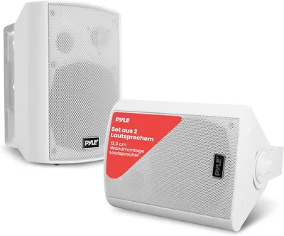 Produktbild von Wodoodporny, bezprzewodowy głośnik zewnętrzny Bluetooth 240 W firmy Pyle, para 13,34 cm (5,25 cala), 3-drożny, aktywny, pasywny, odporny na warunki atmosferyczne, montaż sufitowy