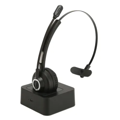 Zdjęcie produktu dla Zestaw słuchawkowy Bluetooth do telefonu, jedno ucho, obrotowy mikrofon, wygodny bezprzewodowy biznesowy zestaw słuchawkowy ze stacją ładującą