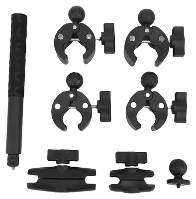 Image de Support télescopique rotatif à 360° pour smartphone, compatible avec les guidons de vélos et de motos, doté d'une pince double réglable