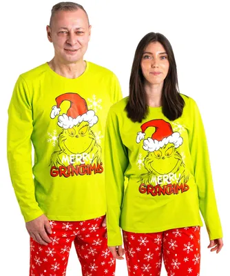 Produktbild von The Grinch Schlafanzug für Damen und Herren - Pyjama Set Langarm Oberteil mit Hose Grün/Rot L