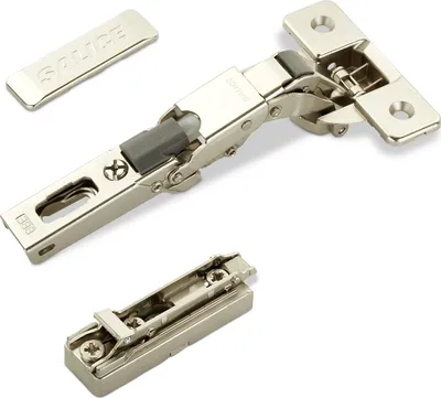 Produktbild von 2 x Salice Universalscharniere 110° Bohrbild T45 mit Dämpfer für abgerundete, überfälzte und profilierte Türen mit Linear-Montageplatte Höhe 6 mm Exzenterverstellung, Scharnierarmabdeckung
