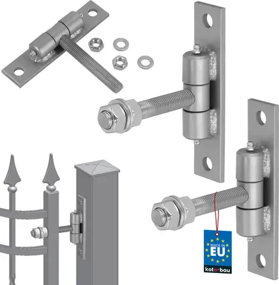 Produktbild von KOTARBAU® 2er Set Torangel mit Anschraubblech und Schmiernippeln Einstellbar ⌀ 16 mm für Türen Tore Robuste Konstruktion