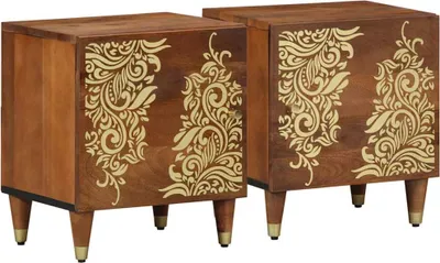 Productafbeelding van Nachtkastje met Deur 2 st Honingbruin 40 x 33 x 46 cm