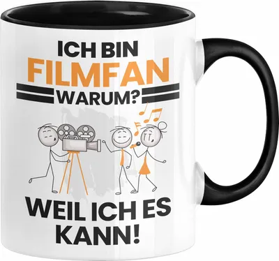Produktbild von Filmfan Geschenk Tasse Lustiger Spruch Ich Bin Filmfan Warum Weil Ich Es Kann Geschenkidee Bester Filmfan Geburtstag Kaffee-Becher (Schwarz)