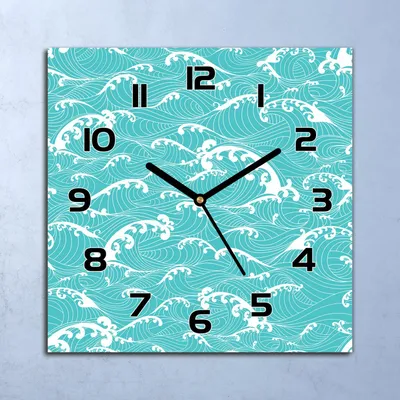 Produktbild von Wanduhr Echt-Glas-Küchenuhr Wellen Asiatischer Quarz 30x30 Deko Bilder