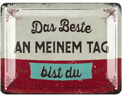 Produktbild von LANOLU Retro Blechschild das Beste an meinem Tag, vintage Metallschilder mit Sprüchen, Shabby Chic Deko Küche und Garten, 15x20cm