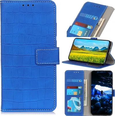 Produktbild von Mobigear Croco iPhone 8 Hülle Klapphülle Geldbörse - Blau