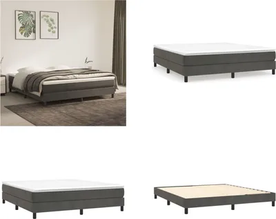 Zdjęcie produktu dla vidaXL Łóżko Boxspring z materacem ciemnoszary 160x200 cm aksamit - Łóżko Boxspring - Boxspringbetten - Bett - Schlafzimmermöbel