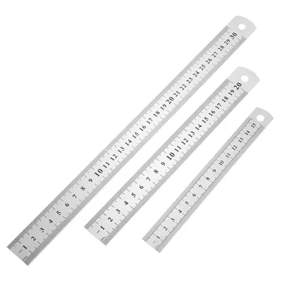 Produktbild von 3 Stück Edelstahl Lineale 15/20/30cm Metall Lineale mit geraden Kanten Doppelseitenskala Kante Edelstahl Lineal Messwerkzeug für Handwerk Schule