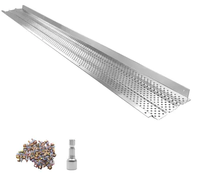 Image de Kit de protection de gouttière SucceBuy 13 pièces, 152,4 mm, grille anti-feuilles en aluminium avec des trous de 4 mm, découpable pour une longueur totale de 15,85 m, grille de gouttière avec vis incluses pour toits et abris de voiture