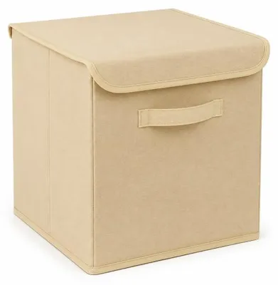Image de Panier de rangement en polyester crème - L 30 × P 30 × H 30 cm