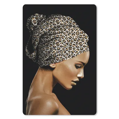 Produktbild von MuchoWow® Mauspad Mousepad Frau - Kopftuch - Tigerdruck 18x27 cm - Mousepads - Maus Mat - Pad - Mausunterlage