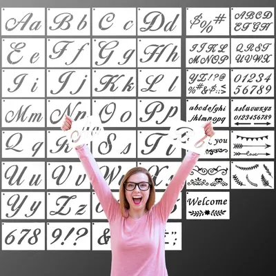 Imagen del producto de Plantillas de letras de plástico, 45 unidades, reutilizables, para proyectos creativos