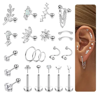 Produktbild von Solidchoice – Helix-Piercing-Ohrringe für Damen – Aus hypoallergenem Chirurgenstahl