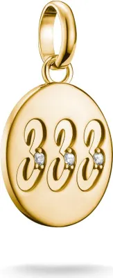 Obrázek produktu pro Přívěsek s přívěskem, andělská čísla 333, s bílými drahokamy, ze stříbra, pozlacený - Thomas Sabo Model: CC1250-414-14