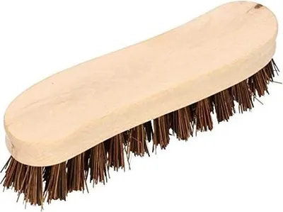 Produktbild von KOTARBAU® Scheuerbürste S-Form 18 cm Holzgriff Braun Ergonomisch Effizient Wurzelbürste Reinigungsbürste Borsten aus Reiswurzeln Univer Schrubbbürste