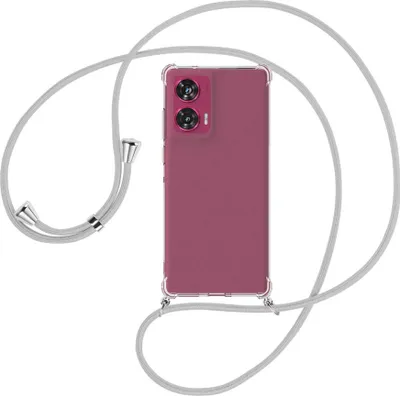 Produktbild von Handykette Backcover-Schutzhülle mit Band (Metall silberfarben) für Motorola Edge 50 Fusion 5G - silbergrau