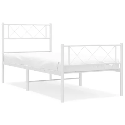 Obrázek produktu pro Postel s čelem a nohou kovová bílá 107x203 cm