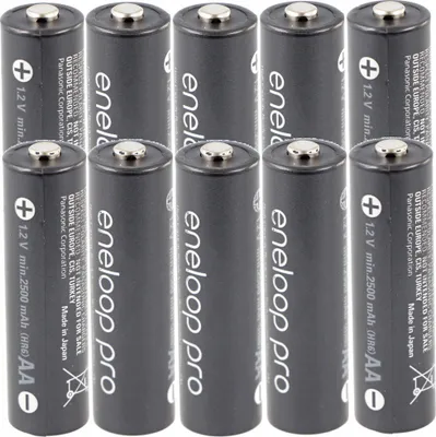 Zdjęcie produktu dla 10 Akumulator Panasonic eneloop Pro NiMH, AA Mignon, 2500mAh z ekstrastarker Leistung i AccuCell AccuSafe