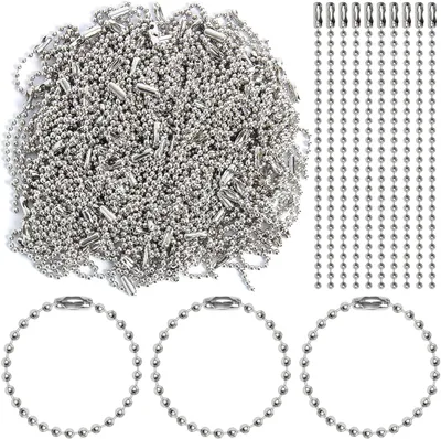 Kugelkette 10 cm, 100 Stück, Edelstahl, 2,4 mm, mit Verschluss