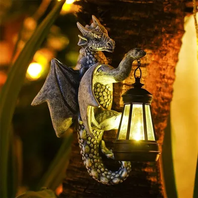 Produktbild von Solarleuchte Garten, Drachen Figuren Solarlampen, Lustige Drachen Figuren Gartenleuchte, Solar Laternen, Gartendeko